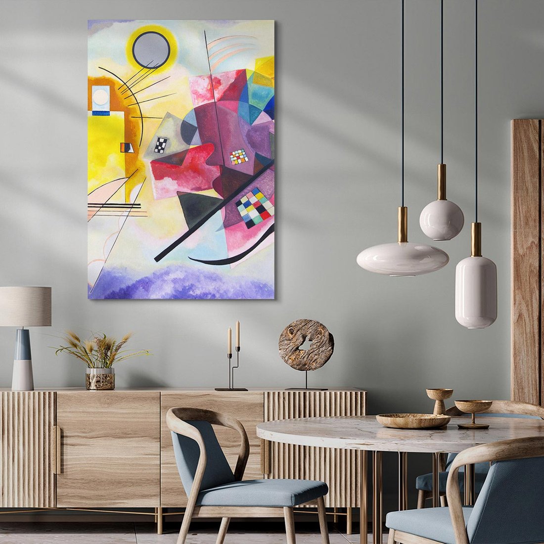 Obraz na płótnie 80x120 - "Żółty-Czerwony-Niebieski" Wassily Kandinsky - Reprodukcja - reprodukcja, obraz na płótnie