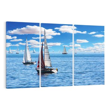 Obraz na płótnie 120x80 - Łódki na morzu i niebo - łódki, morze