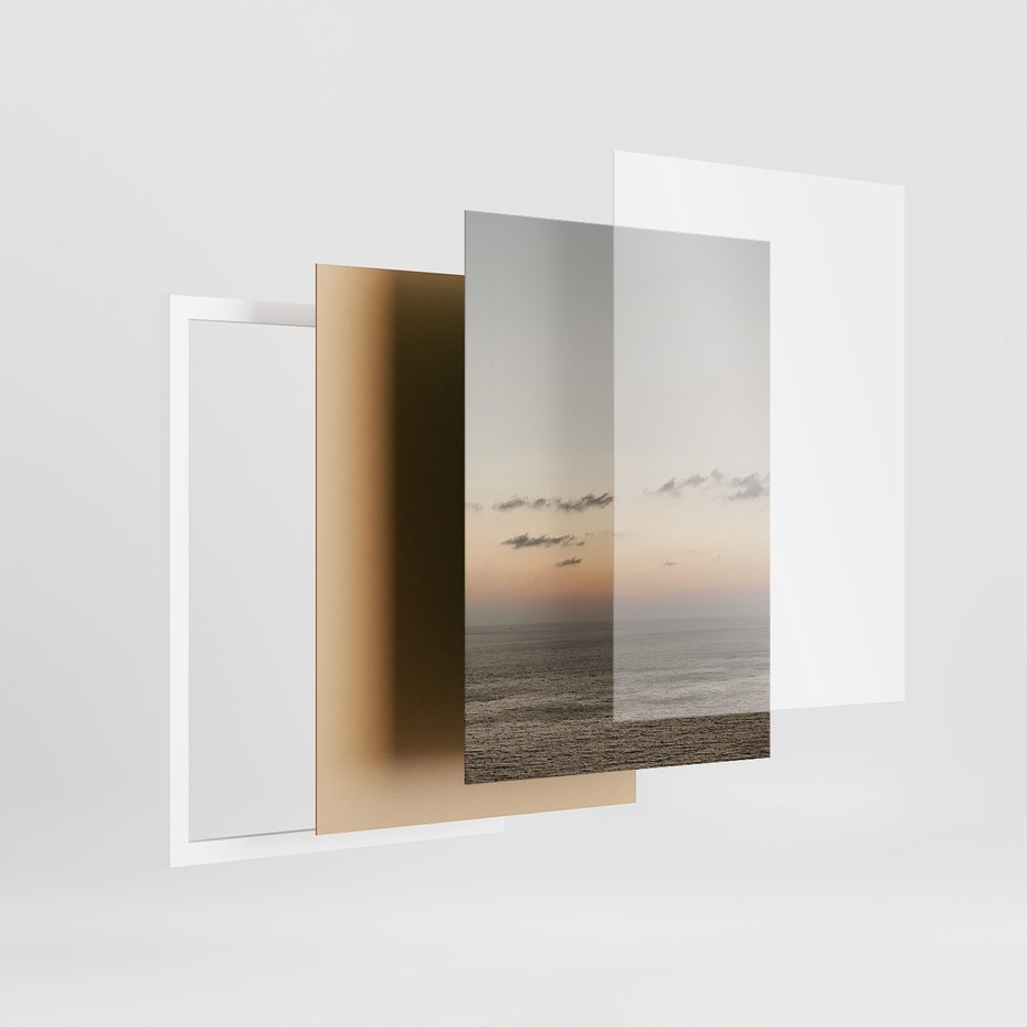 Zestaw obrazy w ramie 40x50 galeria - Palmy, plaża, zachód, słońca - rama biała