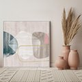 Obraz w ramie 80x80 - Minimalistyczne Plamy Farby - pastelowe geometryczne plamy, akwarela - rama biała