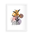 Plakat w ramie 50x70 - Migocące Bezgraniczności - abstrakcyjna sztuka, liść monstery - rama biała