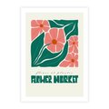 Plakat bez ramy 30x40 - Retro Inspiracja - minimalistyczna kwiatowa kompozycja, pastelowe kolory
