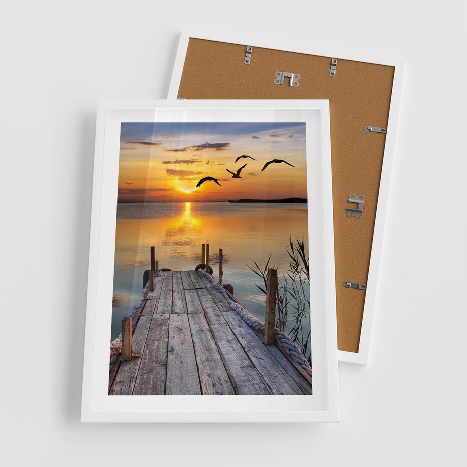 Plakat w ramie 50x70 - Magia zachodu słońca - zachód, słońca - rama biała