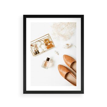 Plakat w ramie 30x40 - Elegancja w Szafie - modowa fotografia, buty - rama czarna