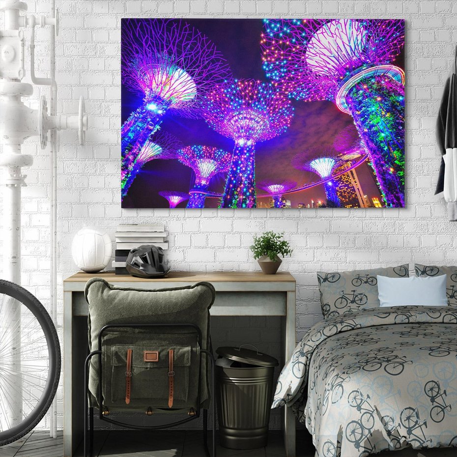 Obraz na płótnie 100x70 - Azja: nocne światła architektury - Azja, noc