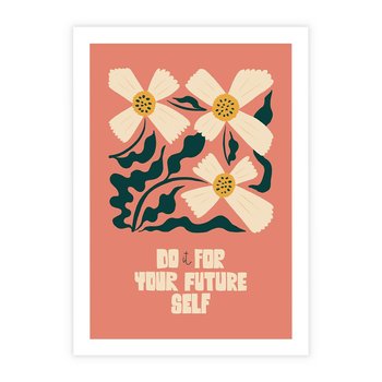 Plakat bez ramy 50x70 - Mgliste Refleksje - nowoczesny plakat, różowe tło