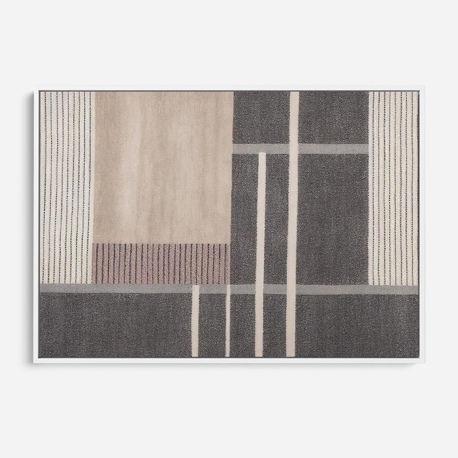 Obraz w ramie 70x50 - Harmonia skradzionych odcieni - symetryczne, geometryczne pasy - rama biała