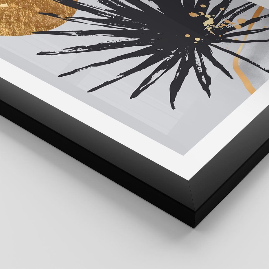 Plakat w ramie 40x50 - Sztuka Palmy - palma, czarna grafika - rama czarna