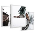 Zestaw obrazy w ramie 30x40 galeria - Domki, w, górach, zima, perspektywa - rama biała
