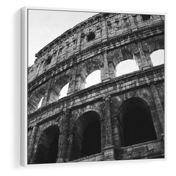 Obraz w ramie 80x80 - Koloseum w Czarnej Bieli - antyczna architektura, koloseum - rama biała