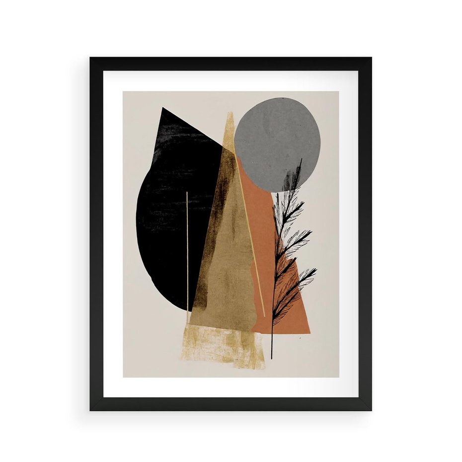 Plakat w ramie 40x50 - Wibracje Barw Ziemi - abstrakcyjny obraz, dziwne formy - rama czarna