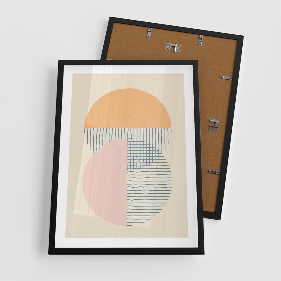 Plakat w ramie 50x70 - Migotliwe Wzory - geometryczne kształty, koła - rama czarna