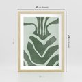 Plakat w ramie 30x40 - Zieleń Odpoczynku - zielony plakat, nieregularne splątane linie - rama drewno