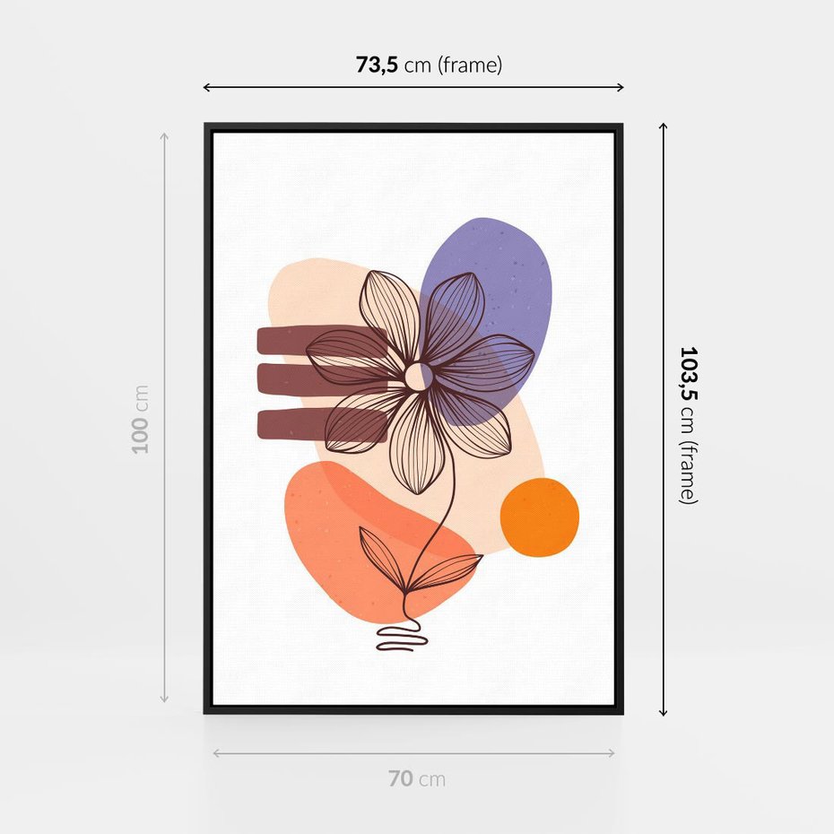 Obraz w ramie 70x100 - Migocące Odbicia Kwiatów - abstrakcyjna sztuka, plamy - rama czarna