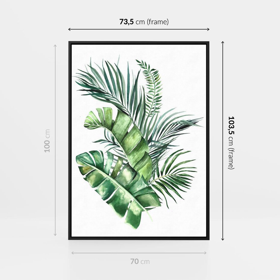 Obraz w ramie 70x100 - Piękno Złotej Rośliny - złote, liście - rama czarna
