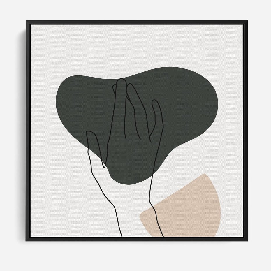 Obraz w ramie 50x50 - Bezczasowe Echo - szkic jedną linią, one line - rama czarna