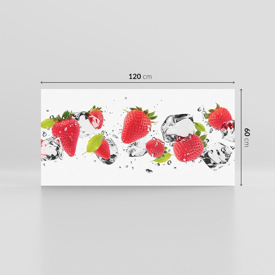 Obraz na płótnie 120x60 - Rajskie truskawki z wodą - truskawki, woda