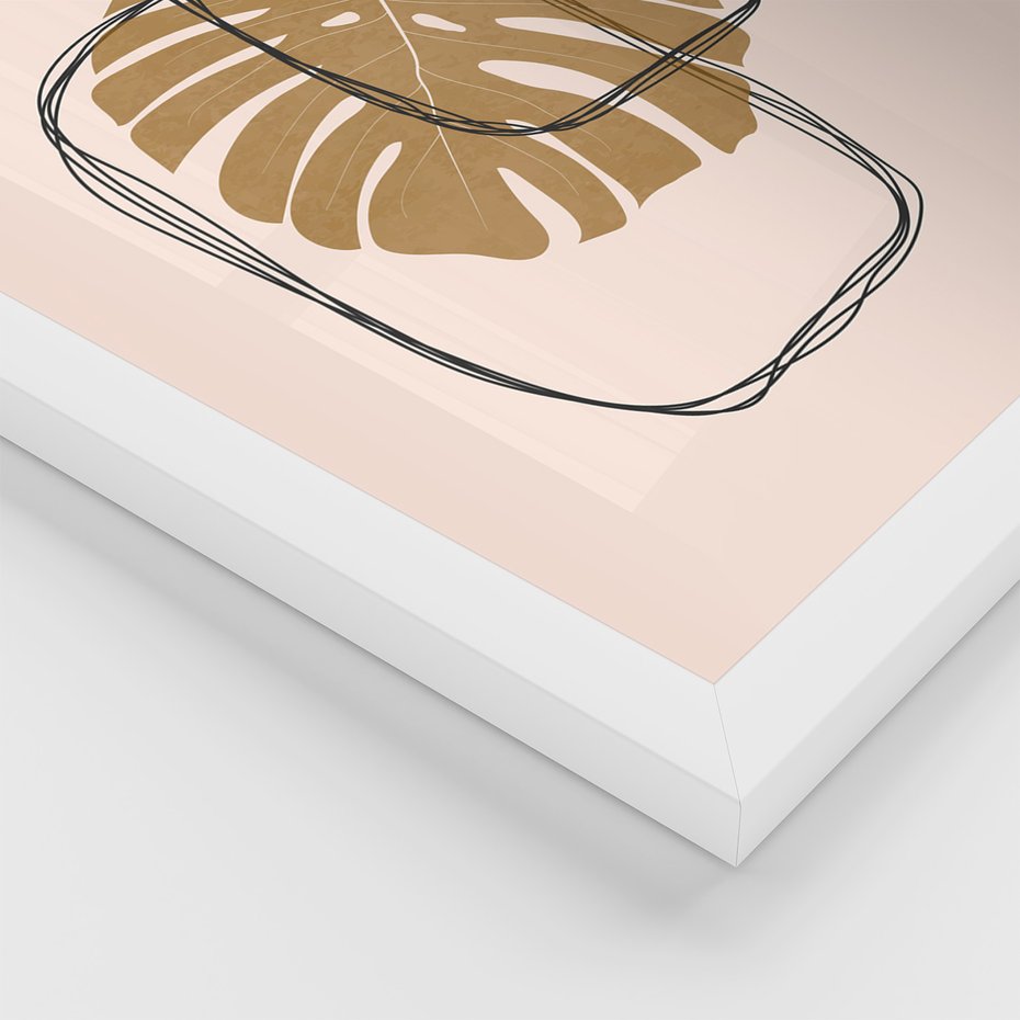 Zestaw obrazy w ramie 50x70 galeria - Boho, monstera, tęcza, nowoczesne - rama biała