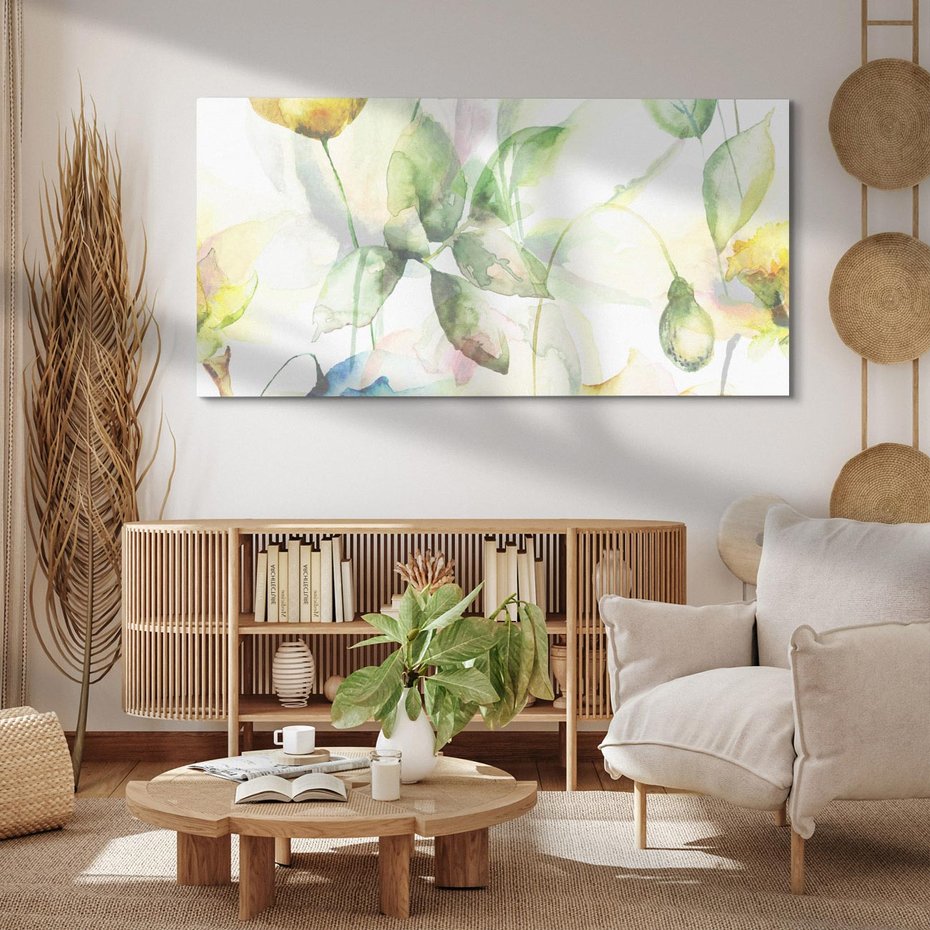 Obraz na płótnie 120x60 - Delikatne Kolory - akwarelowe, kwiaty