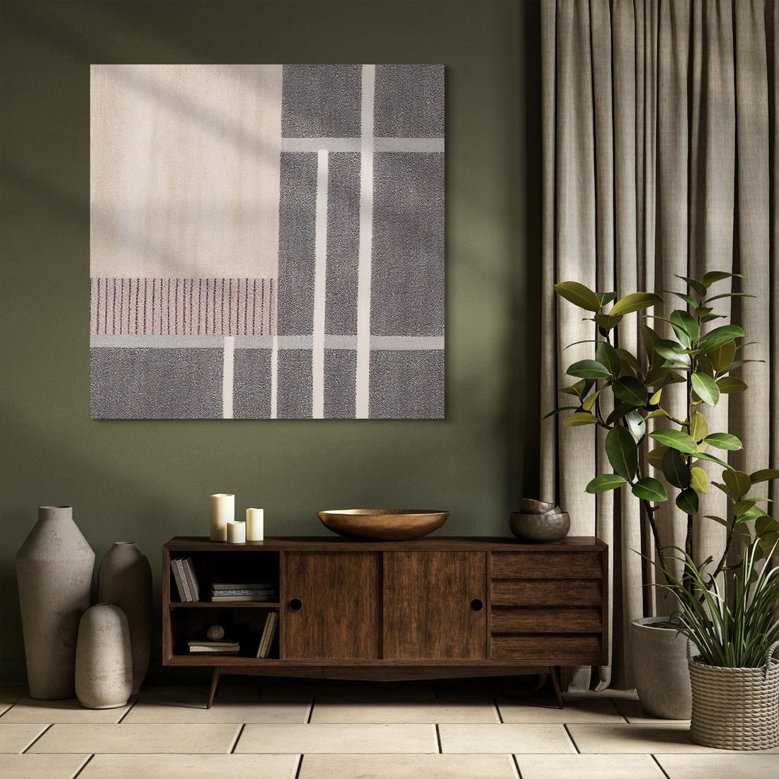 Obraz na płótnie 50x50 - Harmonia skradzionych odcieni - symetryczne, geometryczne pasy