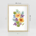 Plakat w ramie 30x40 - Kwiatowe Inspiracje - akwarelowe polne kwiaty, minimalistyczny plakat - rama drewno