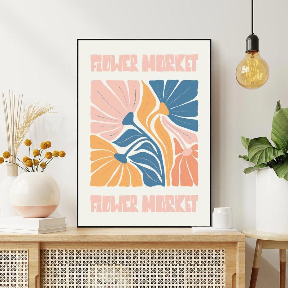 Obraz w ramie 50x70 - Spójny Dysonans - pastelowe kolory, typografia - rama czarna