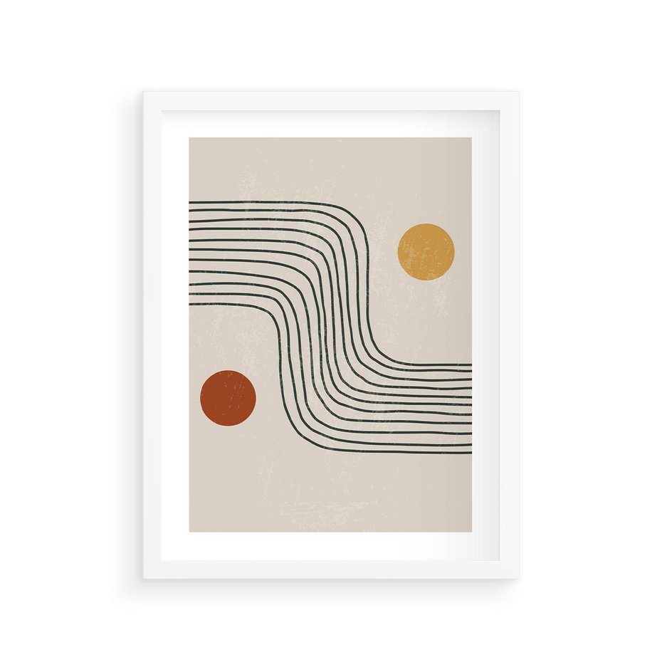 Plakat w ramie 30x40 - Czysta Refleksja - abstrakcyjna sztuka, boho kształty - rama biała