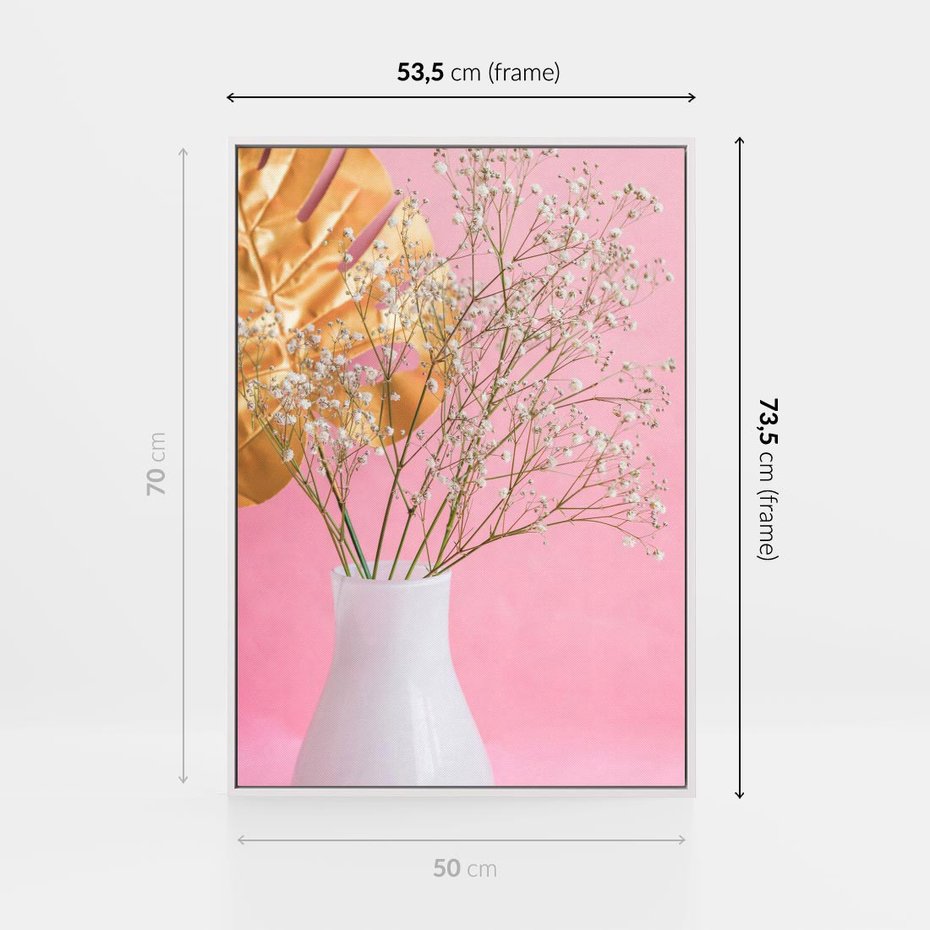 Obraz w ramie 50x70 - Przyjemność Złotej Natury - złote, liście - rama biała