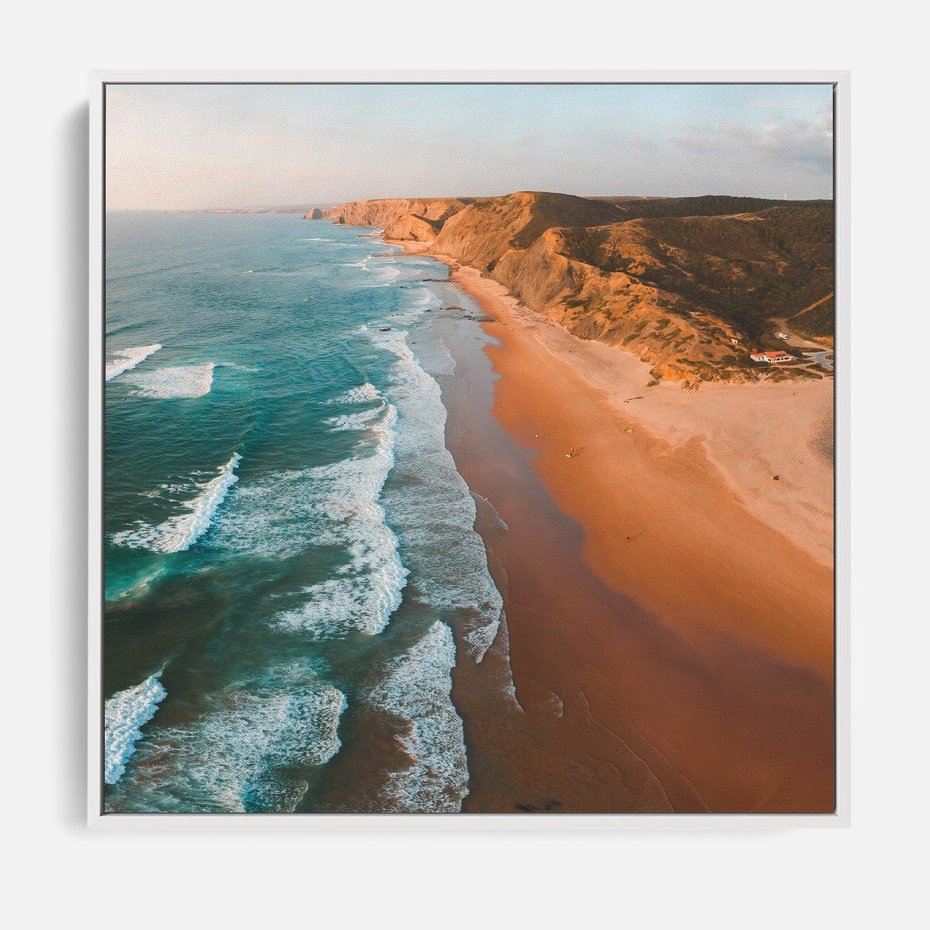 Obraz w ramie 50x50 - Z Lotu Ptaka - fotografia, plaża - rama biała