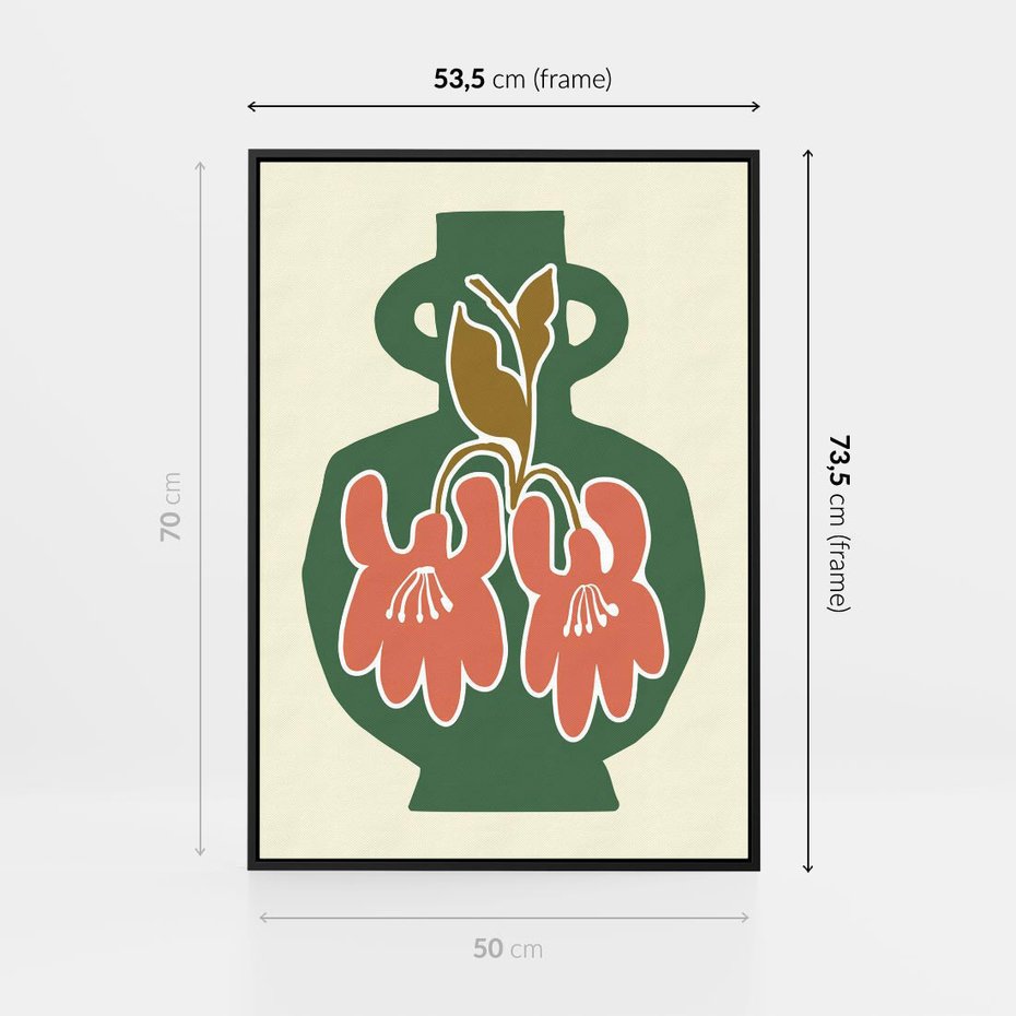 Obraz w ramie 50x70 - Kreatywne Impulsy - boho styl, wazon - rama czarna