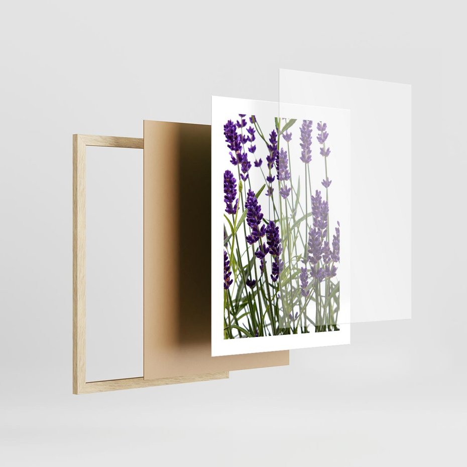 Plakat w ramie 30x40 - Fioletowa harmonia lawendy - lawenda, fiolet - rama drewno