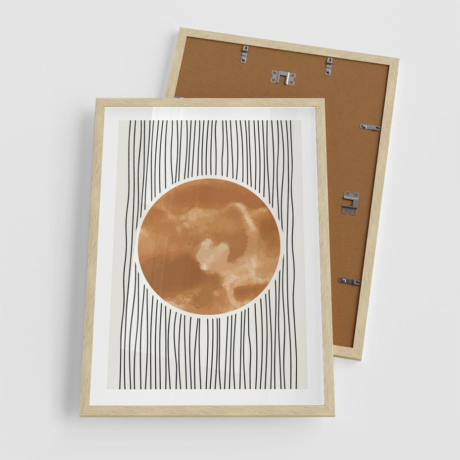 Plakat w ramie 50x70 - Eteryczne Krągłe Echa - boho obraz, geometria - rama drewno