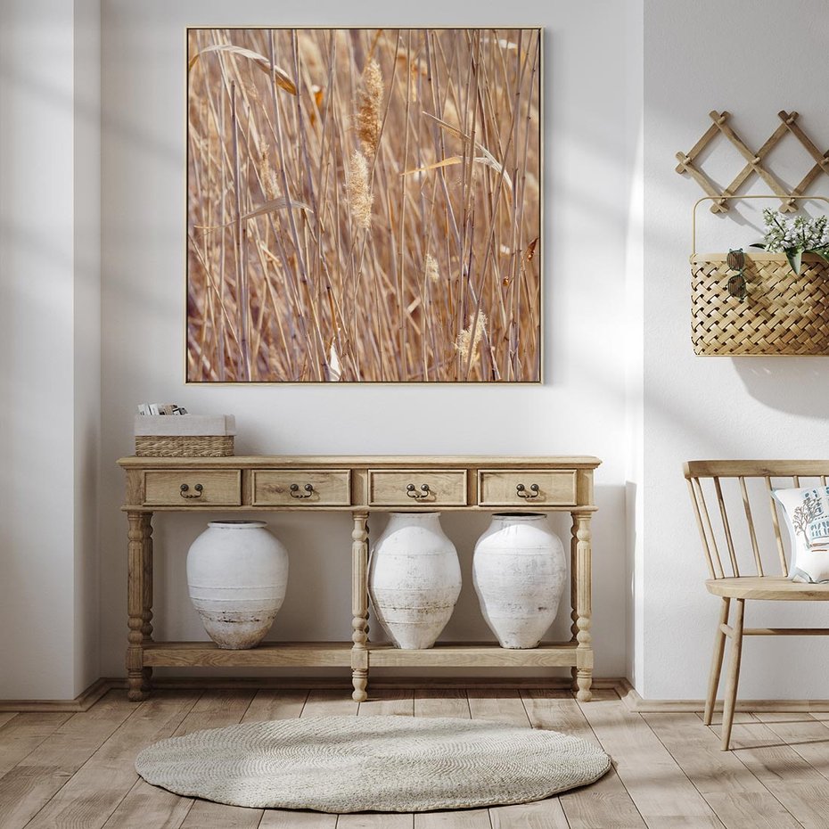 Obraz w ramie 50x50 - Mistrzowskie suche trawy - suche, trawy - rama drewno