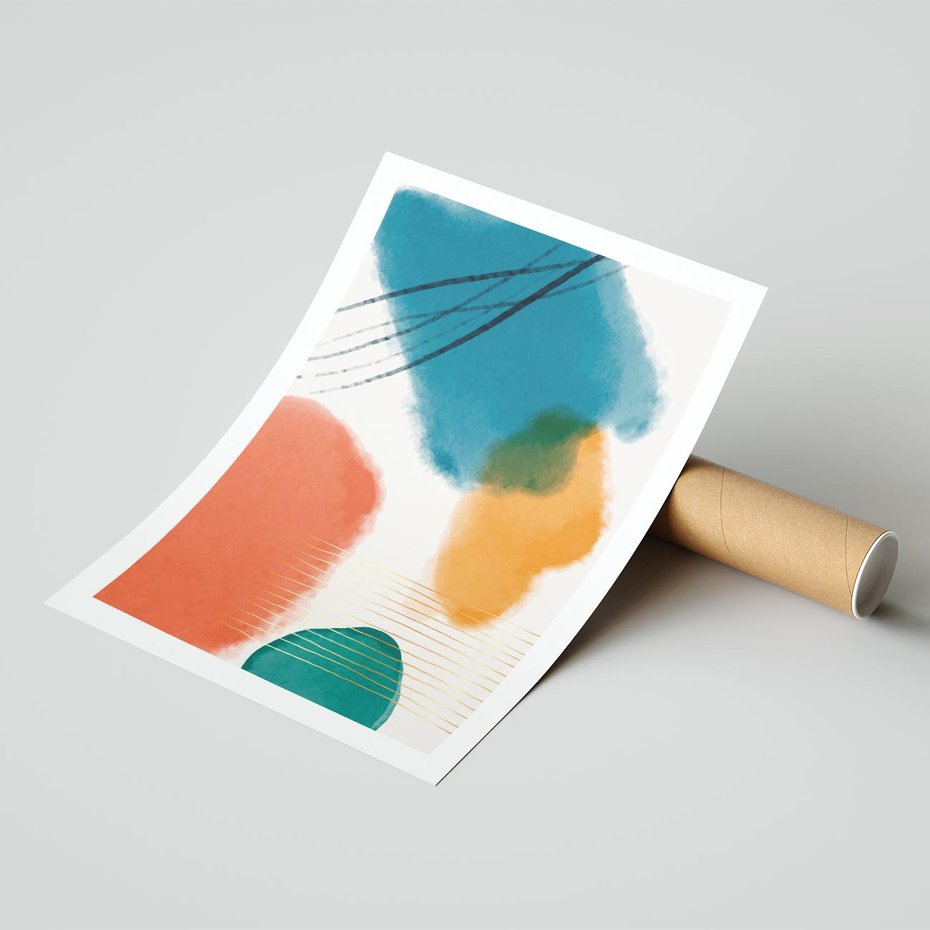 Plakat bez ramy 30x40 - Migotliwe Pochwycenia - abstrakcyjne kolorowe plamy, akwarela