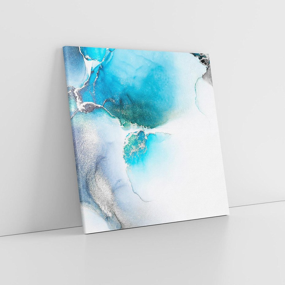 Obraz na płótnie 80x80 - Marmur złotą akwarelą - marmur, akwarela