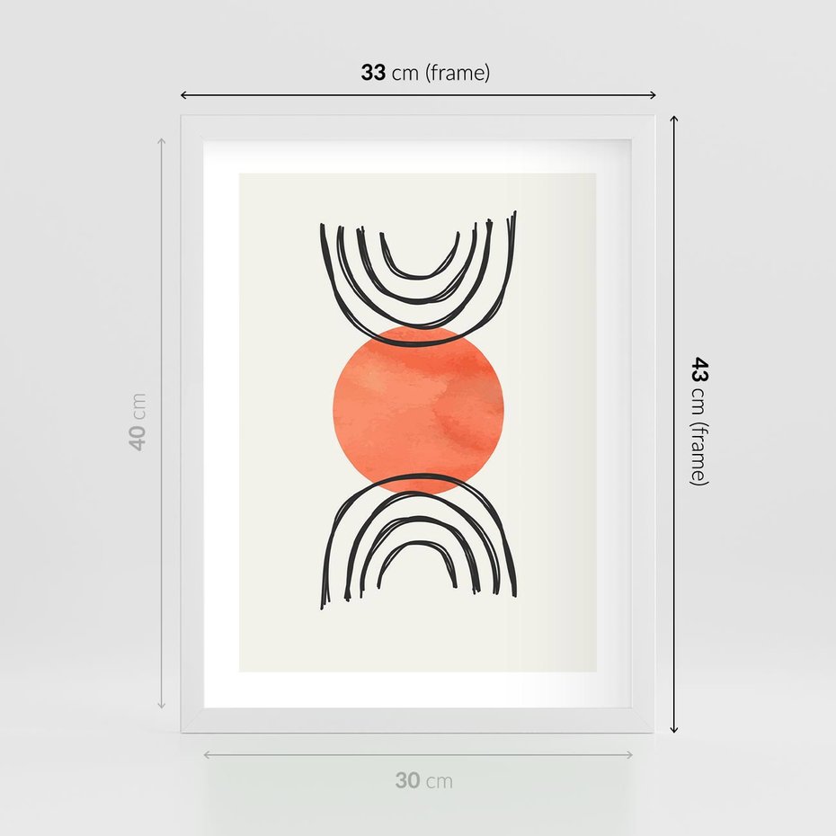 Plakat w ramie 30x40 - Lustrzane Widzenie - koło, boho styl - rama biała