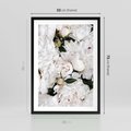 Plakat w ramie 50x70 - Modne Białe Kwiaty - białe kwiaty, płatki - rama czarna