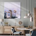 Obraz na płótnie 60x60 - Spotkanie Wśród Piór - uchwycony moment, fotografia