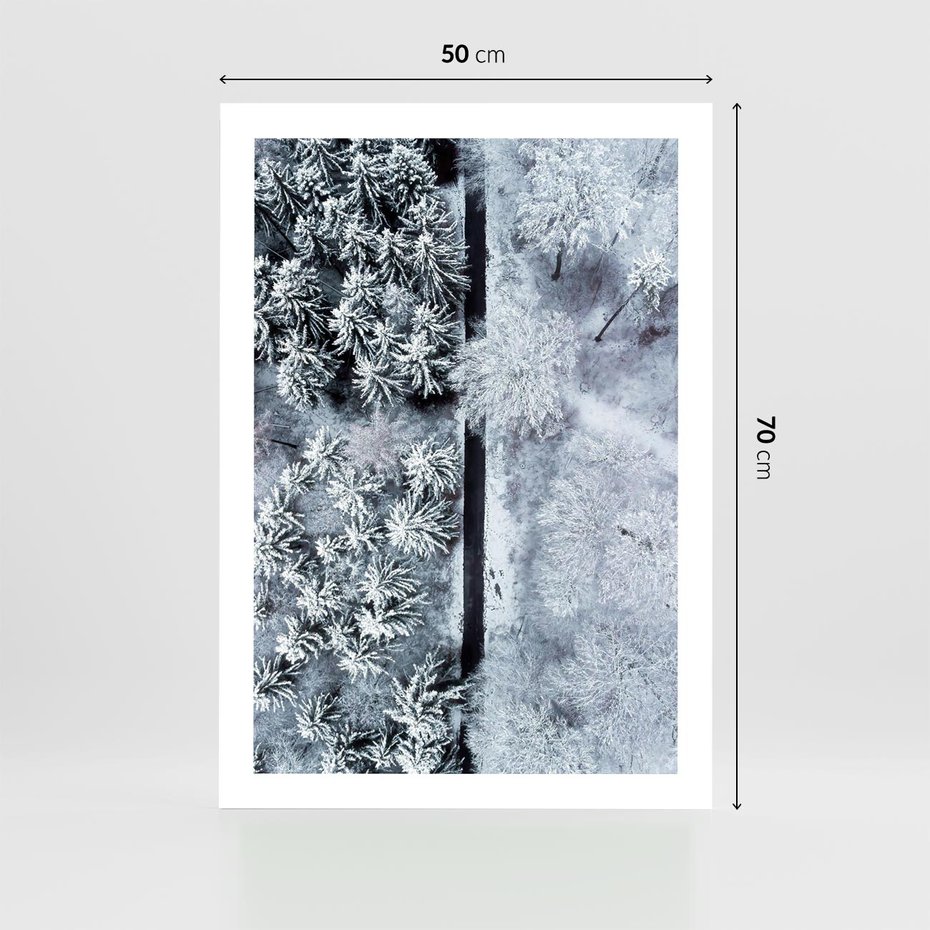 Plakat bez ramy 50x70 - Ujęcie Zimowej Szosy - zima, śnieg