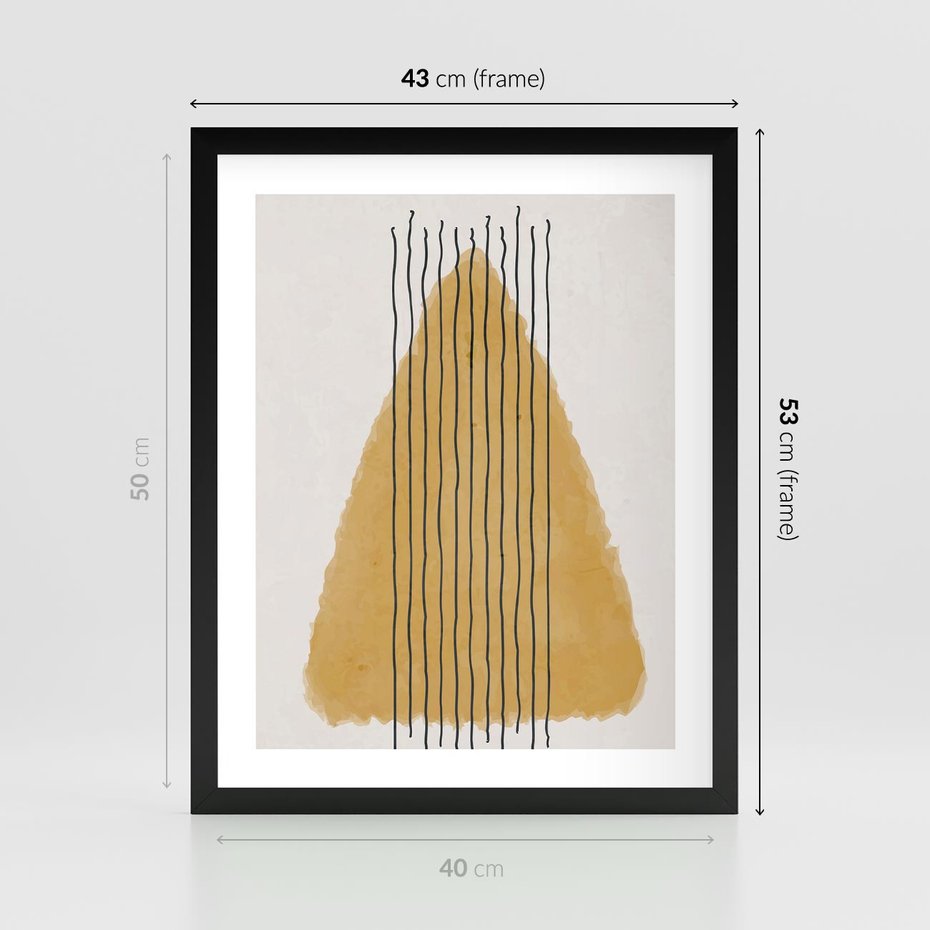 Plakat w ramie 40x50 - Migocące Impulsy - abstrakcyjna akwarelowa plama, nieregularne kreski - rama czarna