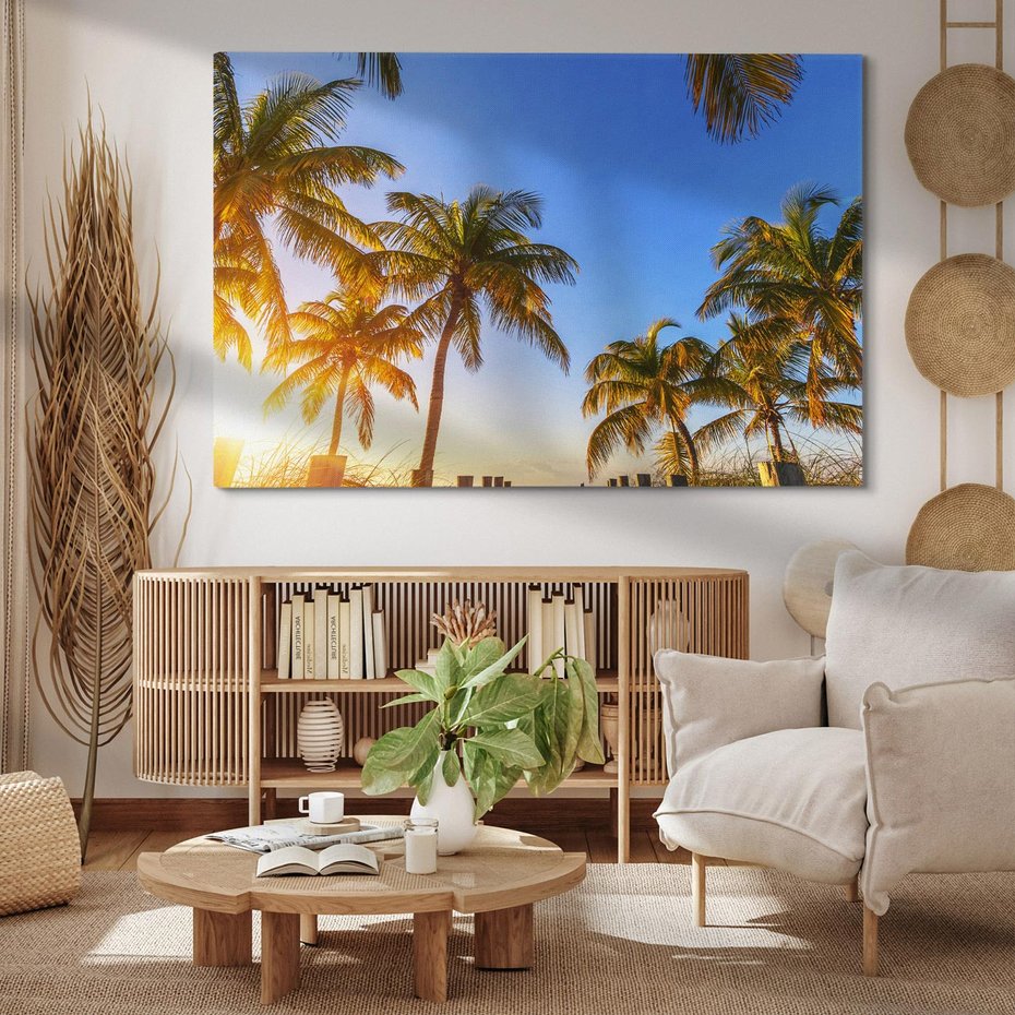 Obraz na płótnie 100x70 - Rajskie palmy w tropikalnym raju - palmy, tropiki