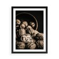 Plakat w ramie 50x70 - Orzechy Włoskie w Sepii - orzechy włoskie, fotografia retro - rama czarna