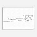Obraz w ramie 120x80 - Postać na Łóżku - one line art, szkic - rama biała