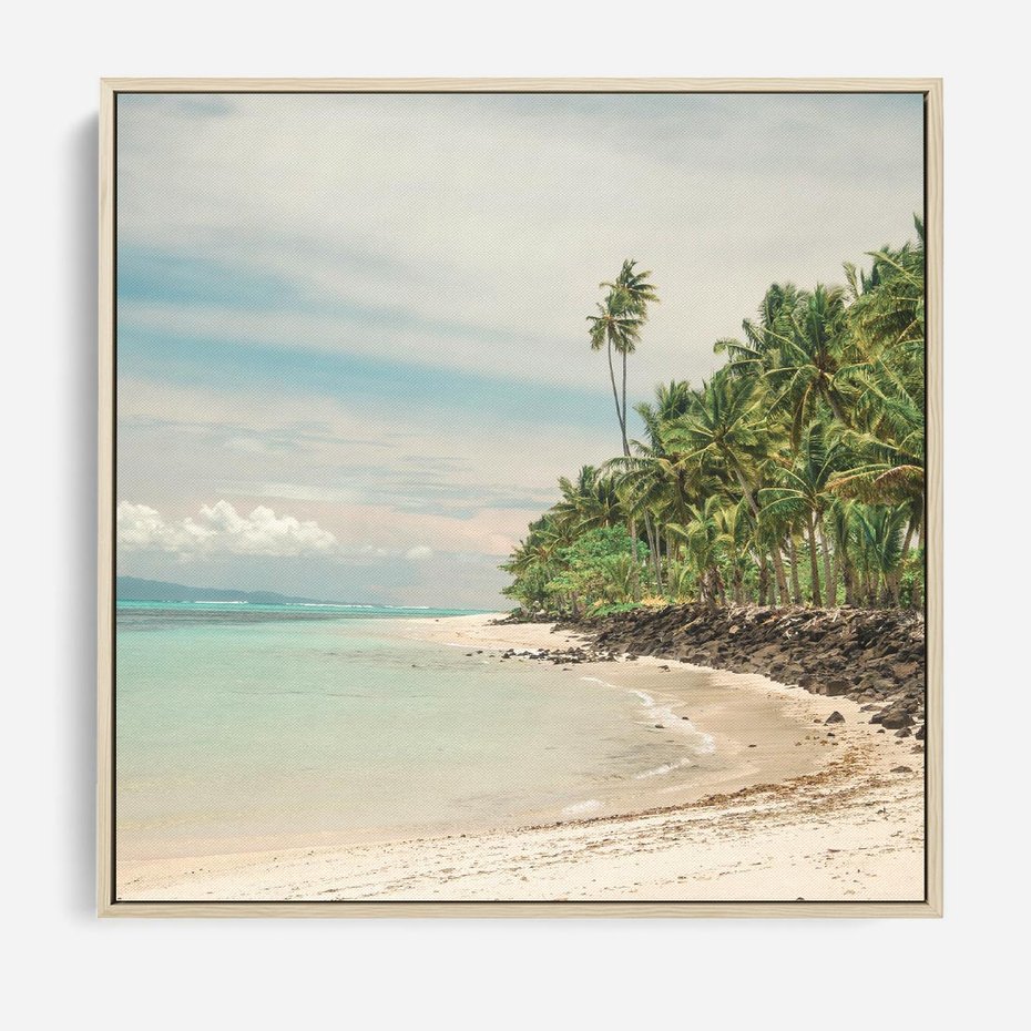 Obraz w ramie 80x80 - Uczta Egzotycznych Marzeń - fotografia, rajska plaża - rama drewno