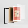 Plakat w ramie 30x40 - Malowane Kolorowe Echa - minimalistyczna grafika, biały kwiat na różowym tle - rama czarna