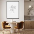 Obraz w ramie 50x70 - Tajemnicza Harmonia - sztuka one line, monstera - rama czarna