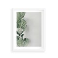 Plakat w ramie 30x40 - Minimalistyczna Harmonia: Zieleń Liści - zieone liście, kompozycja - rama biała