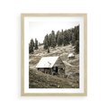 Plakat w ramie 40x50 - Ustronne Chatki w Górach - rustykalne domki w górach, sepia - rama drewno