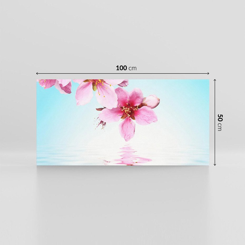 Obraz na płótnie 100x50 - Kwiatowa oaza nad wodą - kwiaty, woda