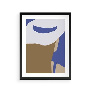 Plakat w ramie 50x70 - Kobiecy Wiatr - plakat retro, kobieta w kapeluszu - rama czarna